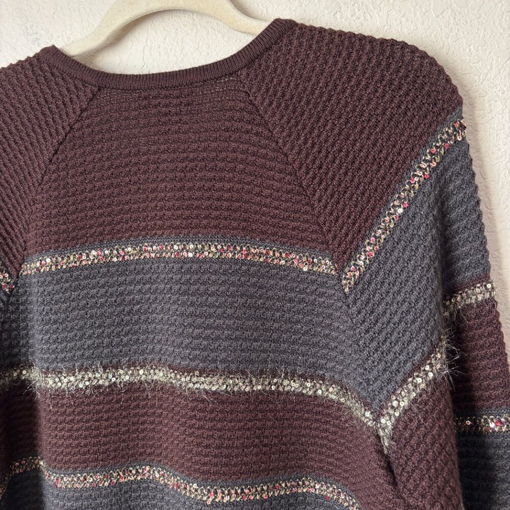 SoCa St. John Luxury Wool Silk Cashmere Striped Ruffle Cardigan Sweater - Picture 13 of 14